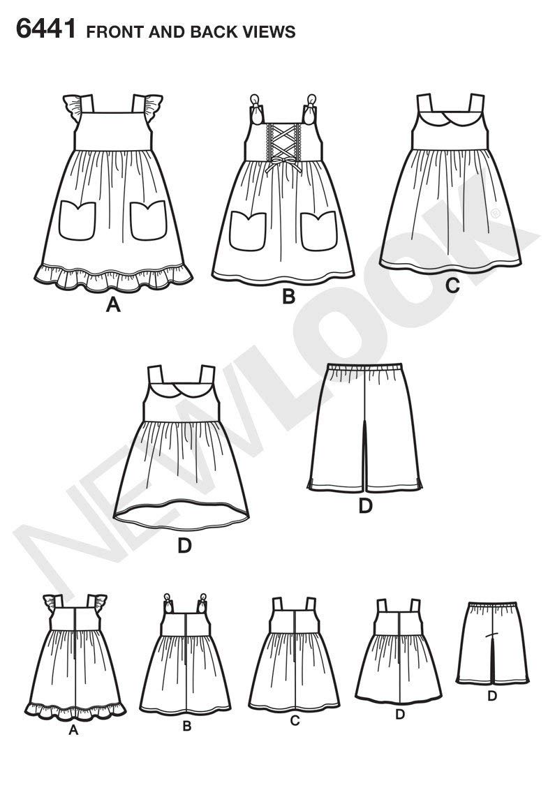 نيو لوك أنماط نيو لوك: فساتين سهلة للأطفال الصغار، بلوزة وبنطلون قصير، مقاس A (1/2-1-2-3-4) 6441 - Image 4